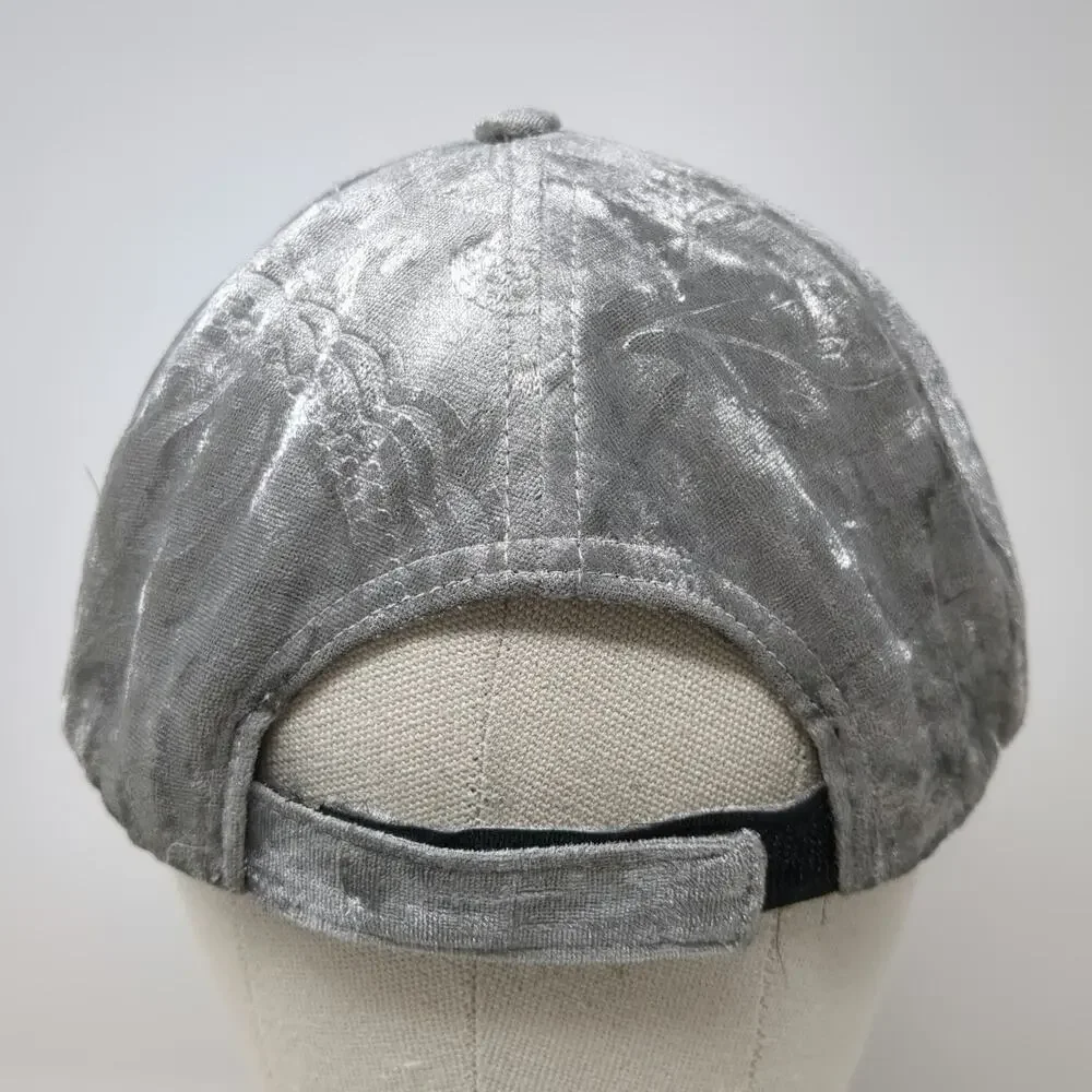 C.C Baseball Cap Gray One Size Crushed Velvet Metallic Strapback Curved Brim Hat